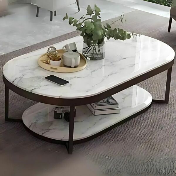 طاولة قهوة بنمط رخامي فنلاندا - ابيض ومتعدد الالوان