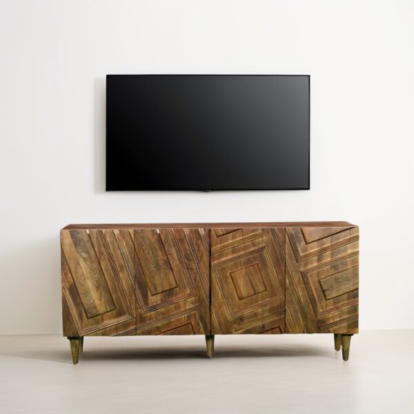 طاولة تلفزيون خشب سانتول - بني