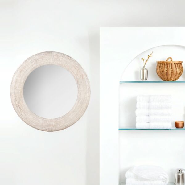 مرآة جدارية دائرية سيبال 91 سم - بيج