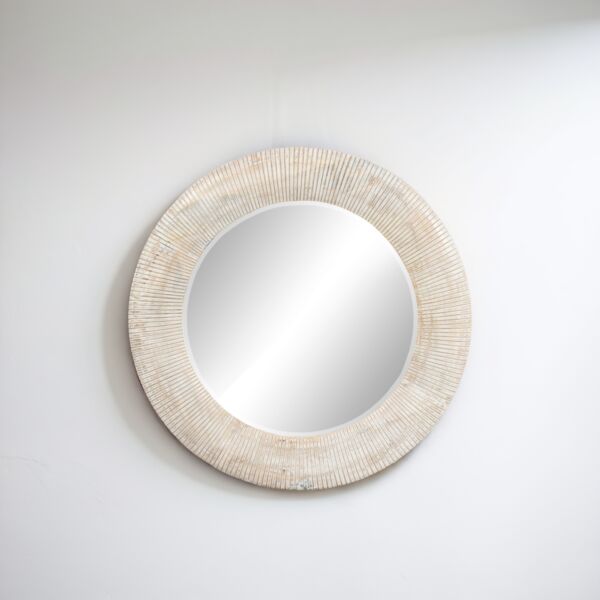 مرآة جدارية دائرية سيبال 91 سم - بيج