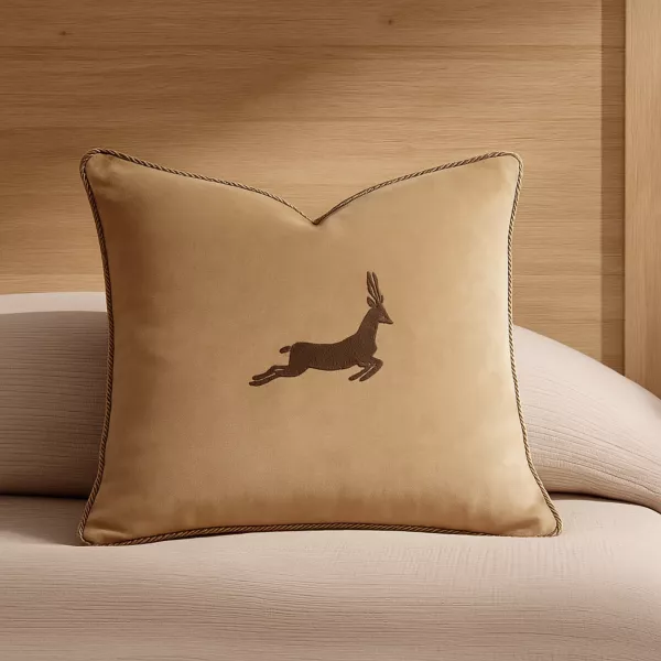 غطاء وسادة ديكور مطرز يدويا ستاج - بني