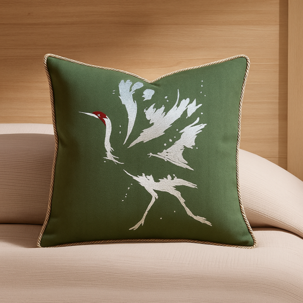 غطاء وسادة ديكور بدون حشوة مطرزة رالي مربعة - اخضر ومتعدد الالوان