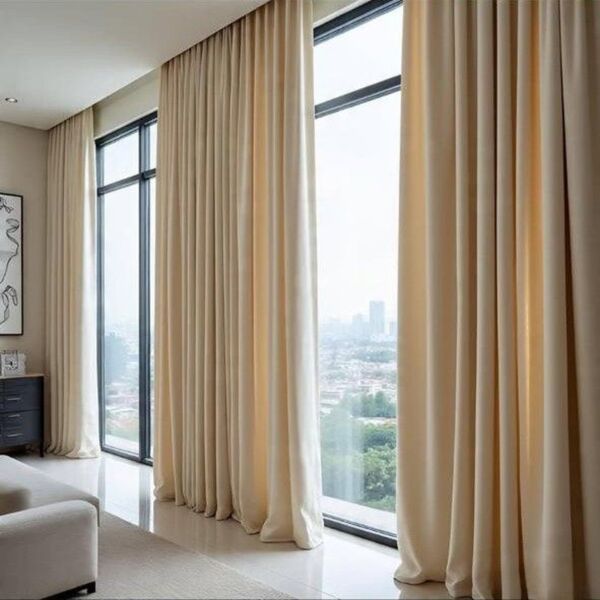 ستائر ويفي خط واحد بلاك اوت - 350x300 سم - اوف وايت