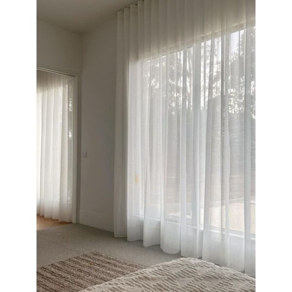 ستائر ويفي خط واحد شيفون - 350x300 سم ابيض