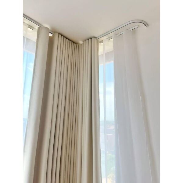 ستائر ويفي خطين بلاك اوت و شيفون - 350x300 سم - اوف وايت