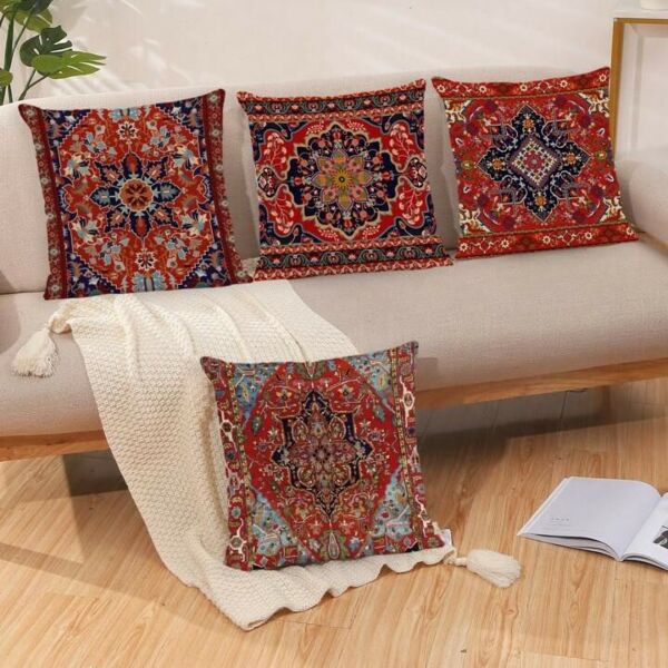 طقم غطاء وسادة ديكور رمضاني بدون حشوة - احمر واسود