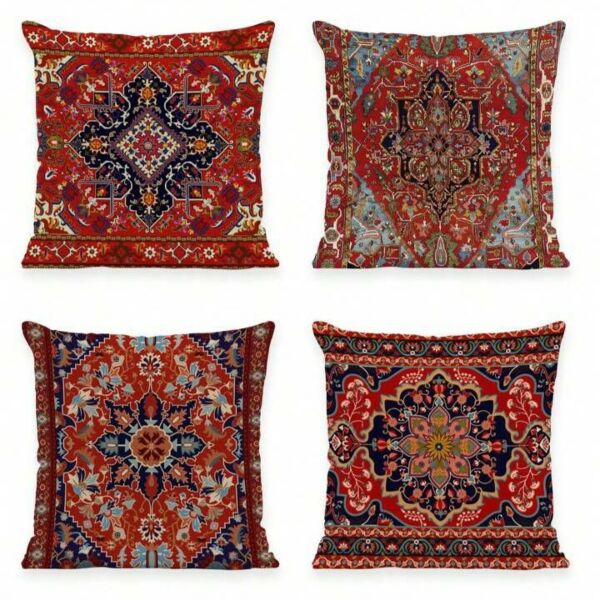 طقم غطاء وسادة ديكور رمضاني بدون حشوة - احمر واسود