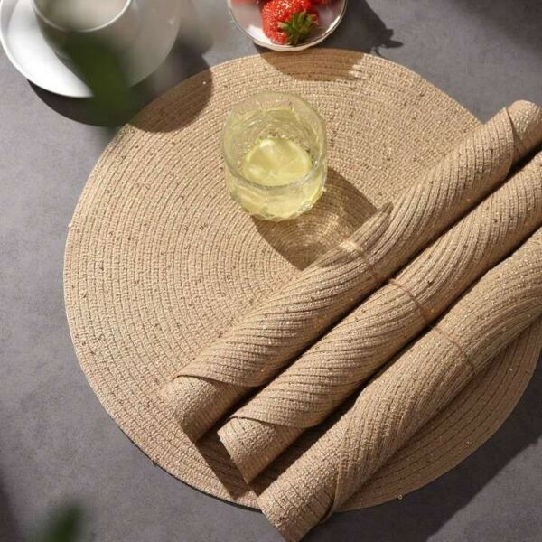 طقم قاعدة اطباق 4 قطع - بيج فاتح