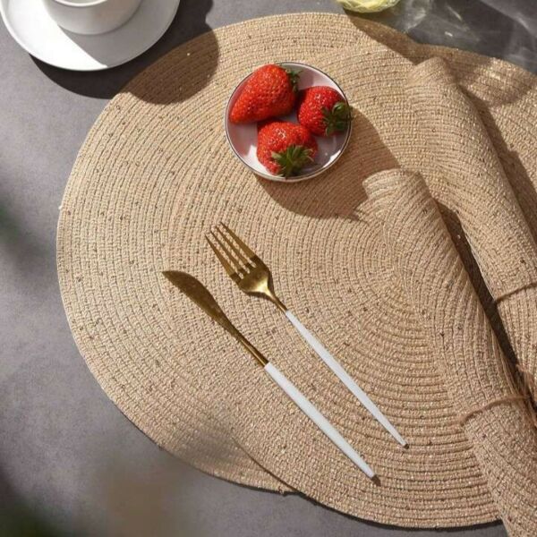 طقم قاعدة اطباق 4 قطع - بيج فاتح