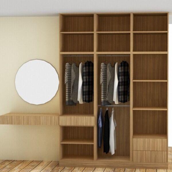 تفصيل دولاب ملابس مع طاولة تزيين خشب تايلندي MDF بالمتر المربع