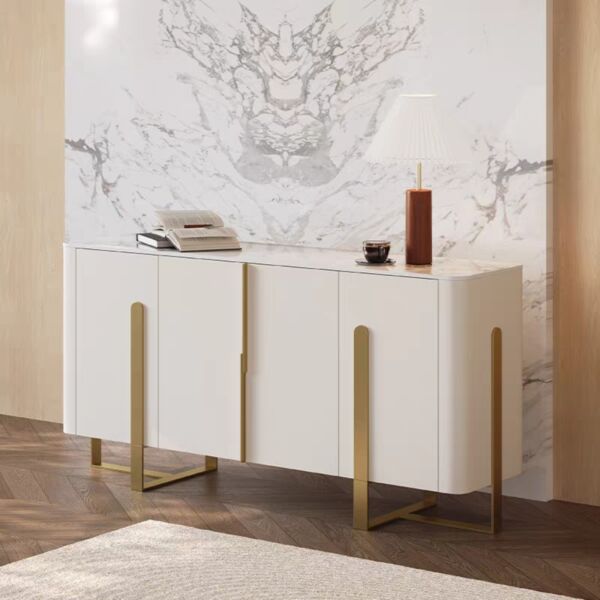طاولة بوفيه راندي - كريمي وذهبي