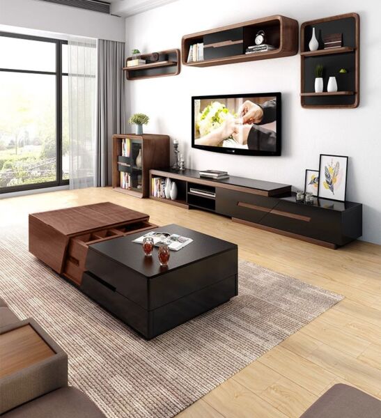 طاولة قهوة مودرن ايلانا - بني وأسود