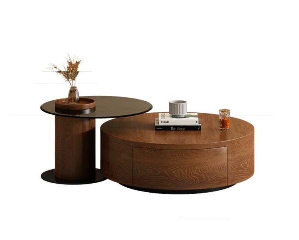 طاولة قهوة مودرن من جزئين اولغا - بني فاتح وأسود