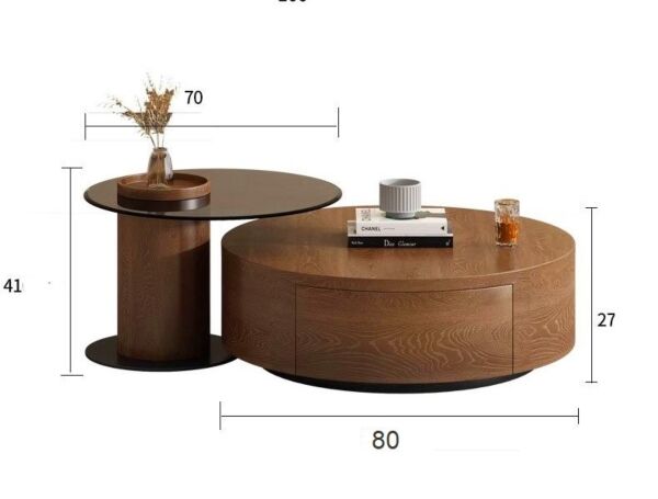 طاولة قهوة مودرن من جزئين اولغا - بني فاتح وأسود
