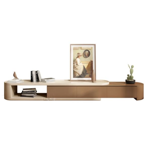 طاولة تلفاز جيستر - بني غامق وأبيض كريمي