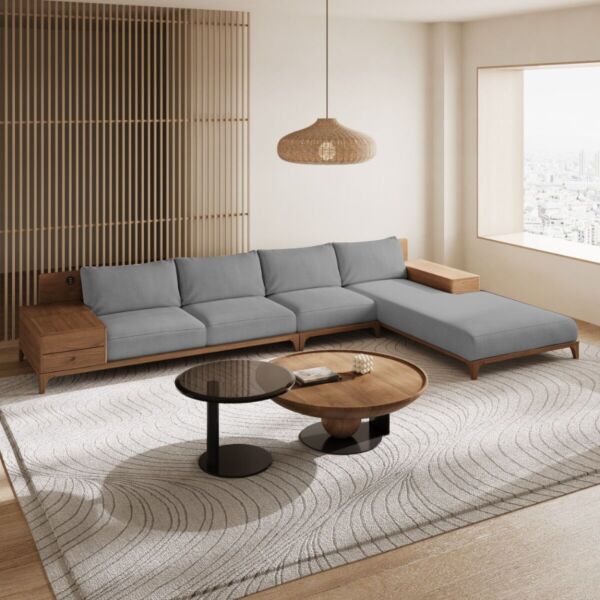 كنب زاوية بمساحة تخزين سيكشينال - رمادي