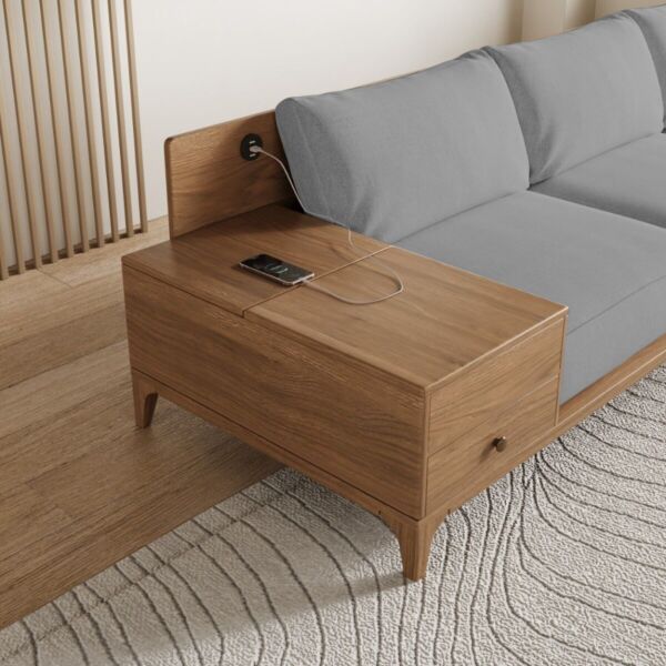 كنب زاوية بمساحة تخزين سيكشينال - رمادي