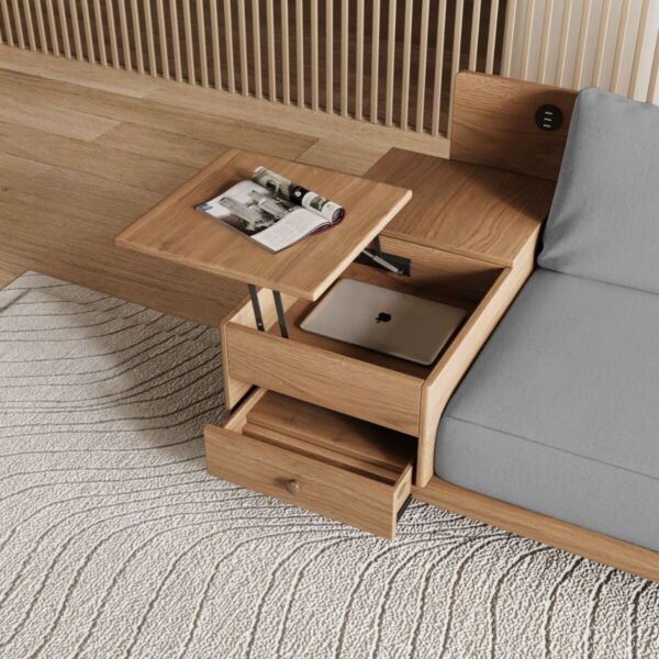 كنب زاوية بمساحة تخزين سيكشينال - رمادي