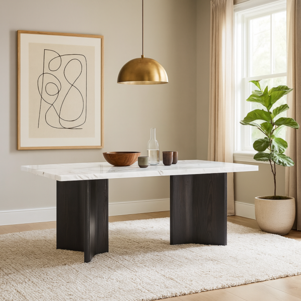 طاولة طعام 260 سم ل 12 اشخاص رافيل - ابيض واسود