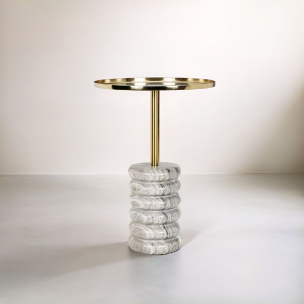 طاولة جانبية سطح حديد شاولا - ذهبي ومتعدد الالوان