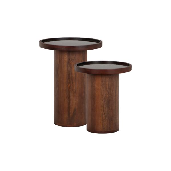 طقم طاولتين جانبية بيت - بني