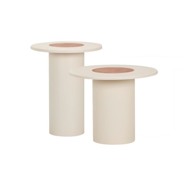 طقم طاولتين جانبية يومل - كريمي 
