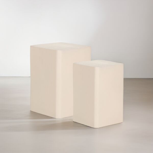 طقم طاولتين جانبية بيرلا - كريمي