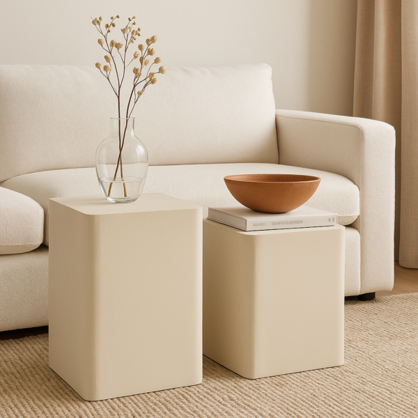 طقم طاولتين جانبية بيرلا - كريمي