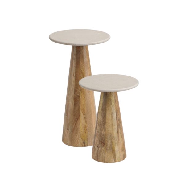 طقم طاولتين جانبية بيرل رخام - كريمي وبني