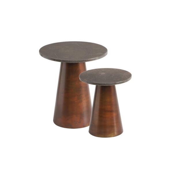 طقم طاولتين جانبية سوزانا رخام - بني ونحاسي