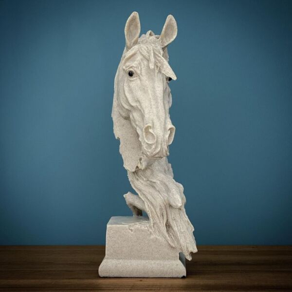 تحفة رأس حصان بيج رخامي