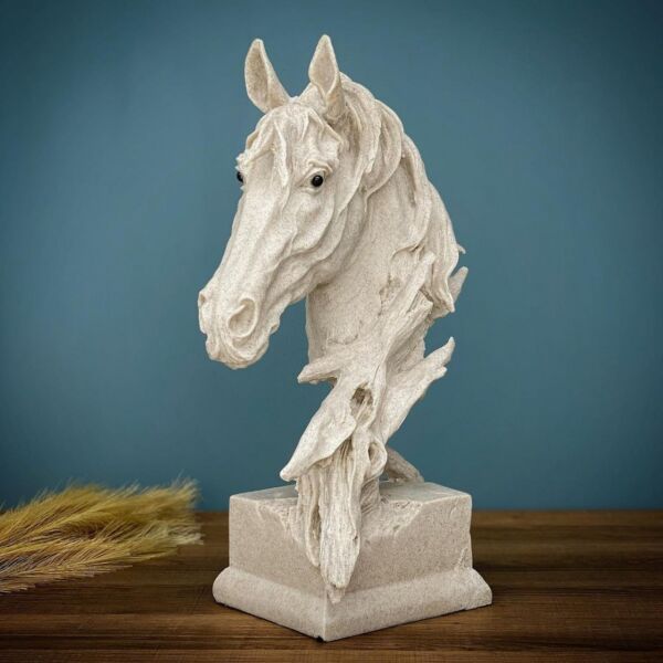 تحفة رأس حصان بيج رخامي