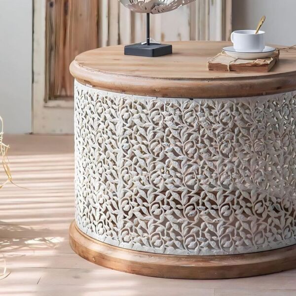 طاولة قهوة كلاسيك خشب و حديد