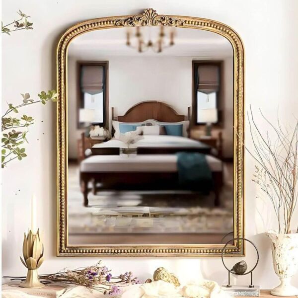 مرآه بإطار خشب - ذهبي