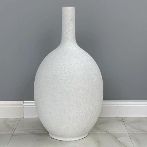 فازة فخار كبيرة روبي - ابيض