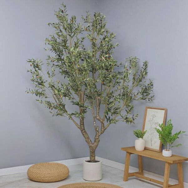 شجرة زيتون صناعية 250 سم - اخضر وابيض