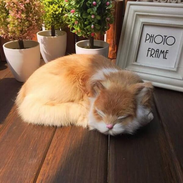 تحفة ديكور قطة فرو طبيعي كاتي