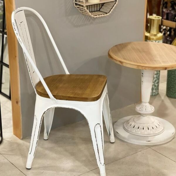 ‎كرسي طعام ميتالو - ابيض