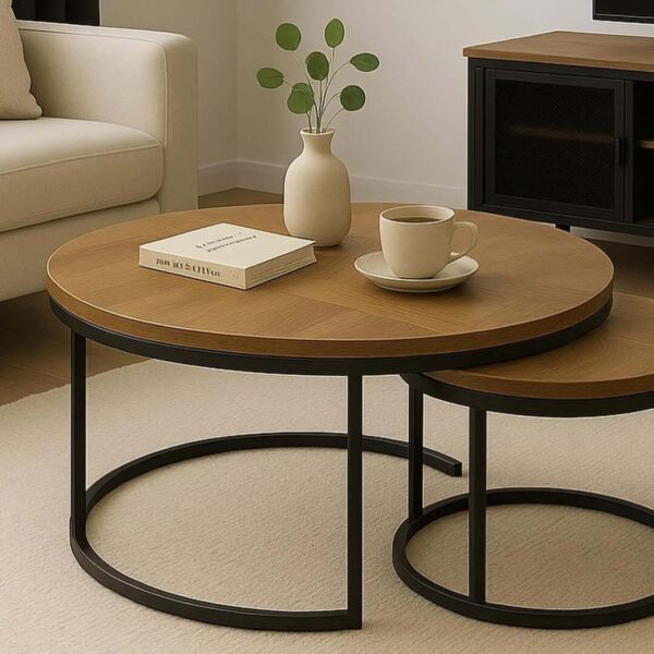 طقم طاولة قهوة متداخل كافينو - قطعتين