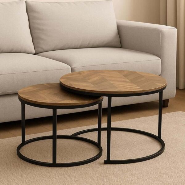 طقم طاولة قهوة متداخل كافينو - قطعتين