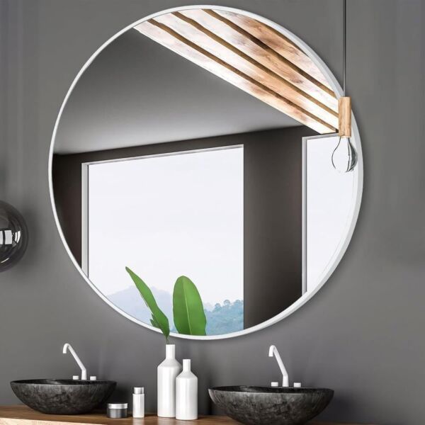 مرآه جدارية ليفونا 80 سم - ابيض