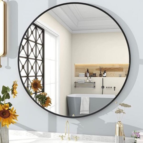 مرآة جدارية دائرية رينول - اسود