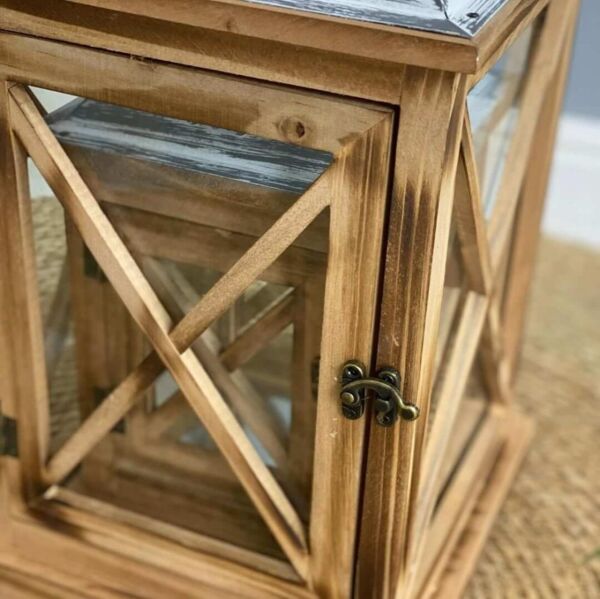 طقم فانوس خشب قطعتين