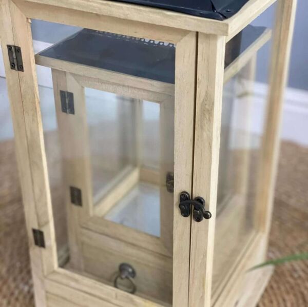 طقم فانوس خشب وحديد قطعتين