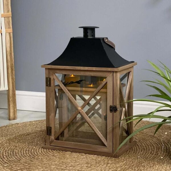 طقم فانوس خشب قطعتين مازول