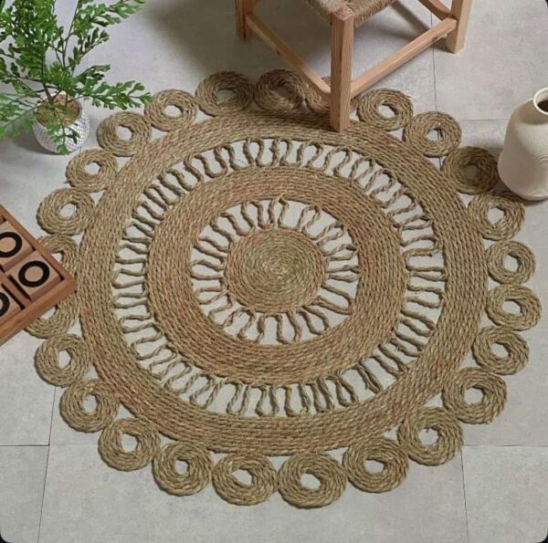 مفرش أرضي خوص بوهيمي - 100 سم