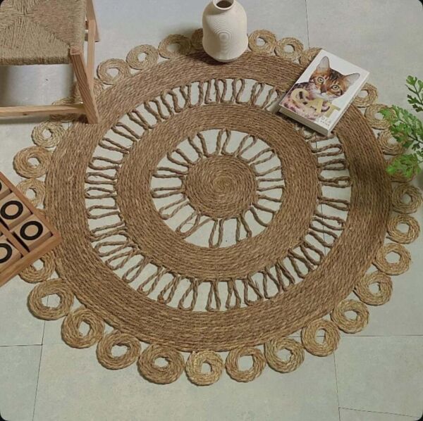 مفرش أرضي خوص بوهيمي - 100 سم