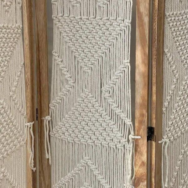 بارتشن خشب طبيعي وخيوط - بوهيمي