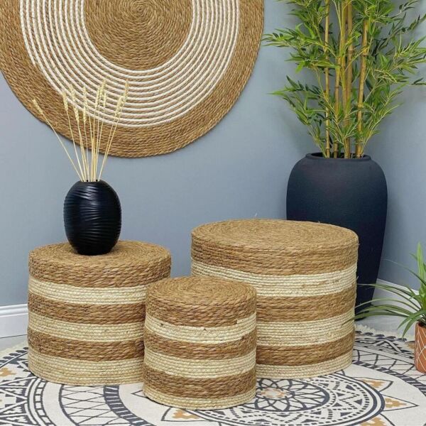 طقم بوف 3 قطع خوص بوهيمي