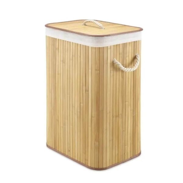 سلة غسيل خيزران مستطيلة